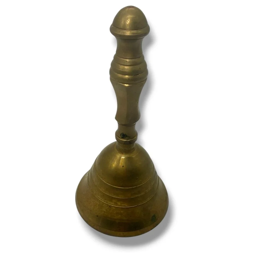 Vintage Solid Brass Hand Bell Made in India Decorative Service Reception Desk